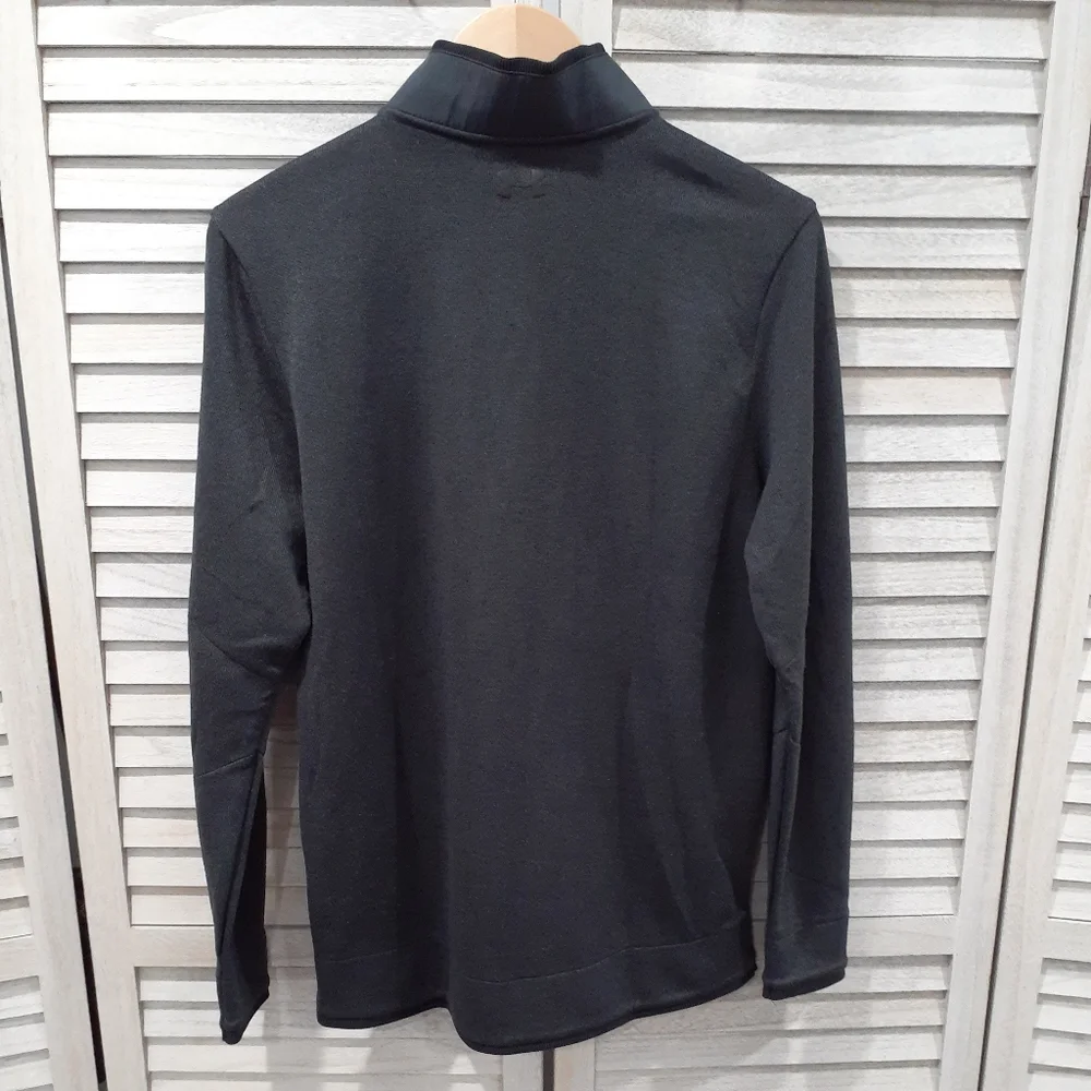 UNDER ARMOUR MENS STORM SWEATER FLEECE HEATHER SNAP MOCK SHIRT BLACK - Picture 3 of 9